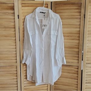 100% European Linen Shirt Dress Size Medium